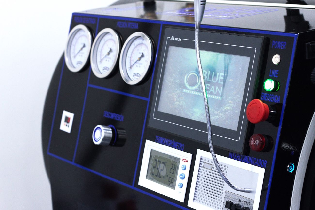 Panel de control con pantalla y manómetros